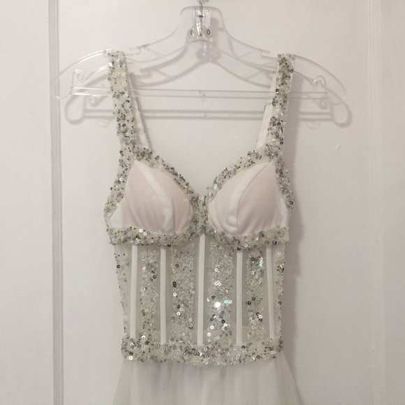 NWT Colors Dress White with Sequins Size 0 - Picture 3 of 7